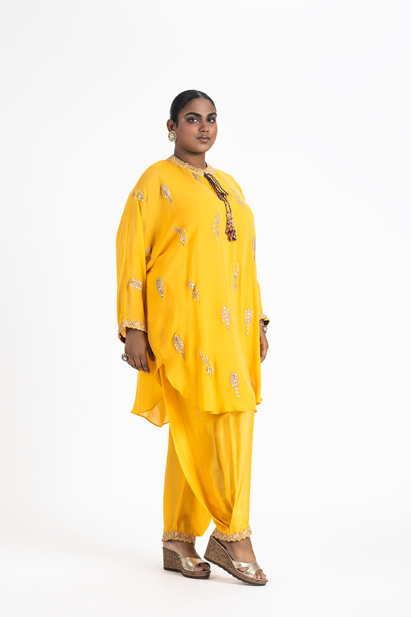 YELLOW GEORGETTE TUNIC WITH  SALWAR SET