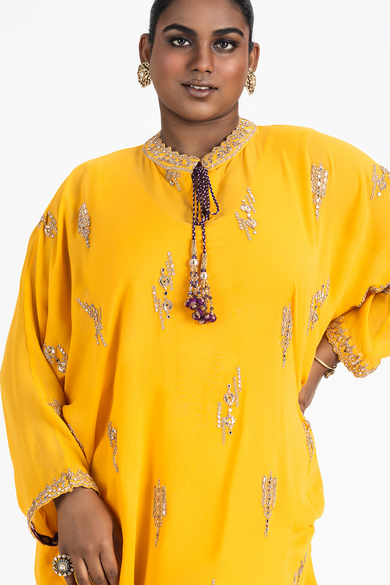 YELLOW GEORGETTE TUNIC WITH  SALWAR SET