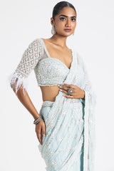 ICE BLUE SHIMMER GGT. DRAPED SAREE