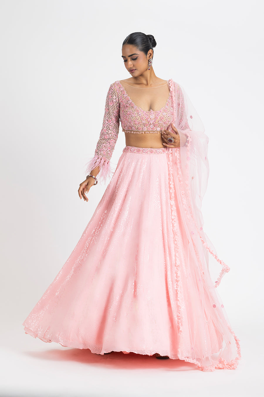 BABY PINK GEORGETTE LEHENGA SET – Nitika Gujral