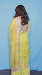 Madhuri Dixit in Yellow Organza Saree