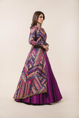 Multicoloured Brocade Jacket & Taffeta Skirt