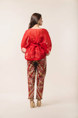 Multicoloured Brocade Trouser & Organza Jacket Set