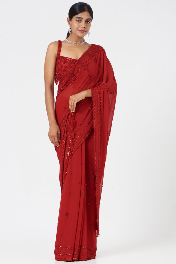 Red Georgette Saree Blouse