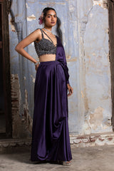 Dark Purple Drape Saree