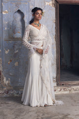 Off-white Shimmer Drape Saree