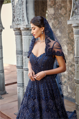 Navy Blue Tulle Gown