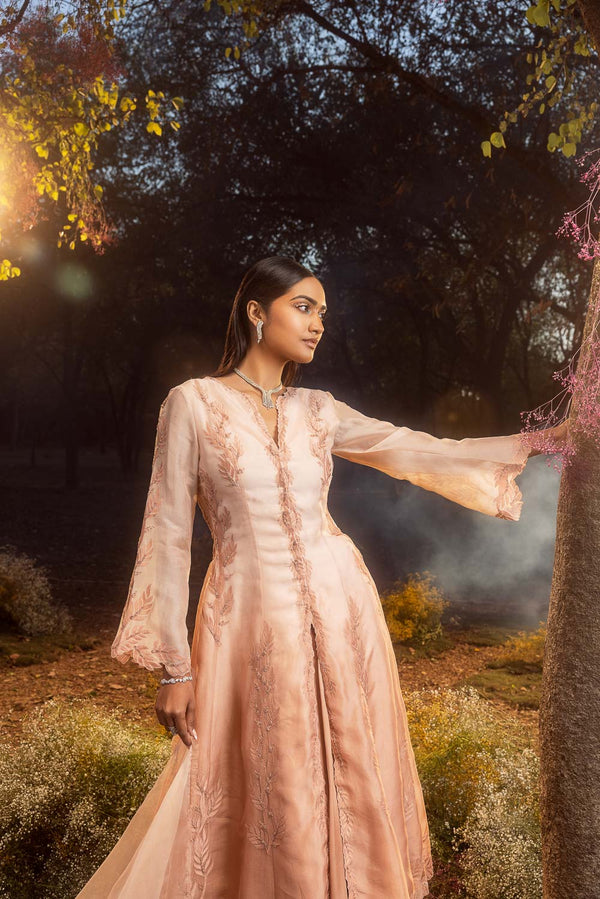 Tea Rose Jacket With Skirt And Dupatta